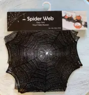 NWT Benson Mills Black Vinyl Spider Web Decorative Table Runner 13" X 54"