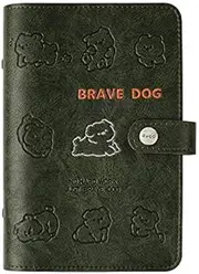 Notebooks 2021 Agenda Diary Personal Organizer PU Leather Cover Loose-Leaf Notebook Replaceable Paper Traveler Notepad Stationery Supplies Paper (Color : Dog Green, Size : A6)