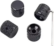 SHOWERORO 4 Pcs Black Aluminum Alloy Volume Tone Control Knobs for Electric Bass Guitar Flat Knobs Guitar Parts Accessories