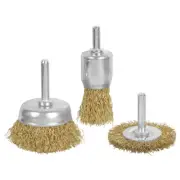 ® 3 Pieces Brass Wheel & Cup Wire Brush Drill Bit Set Rust Paint Cleaning Attach