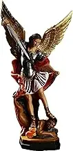 Arcangel Statue - St. Michael Arcangel Colored Statue - The Saint Archangel Michael Defeated Dragon, The Battle Angel Sculpture for