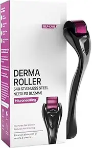 Derma Roller For Hair Growth 0.5 mm With 540 Titanium Needlesrepairs Damaged Hair, Activates Hair Folliclesfor Hair Fall Hair Thickeningreduces Acne Scarssafe Effective To Use, 80 Grams