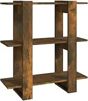 Bookcase Room Divider Smoked Oak - Engineered Wood Standing Shelf for Living Room, Bedroom & Office - Space Saving Solution for Small Spaces (80x30x87cm)