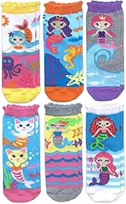 [Jefferies Socks] Girls' Mermaid Novelty Pattern Cute Crew Socks 6 Pack