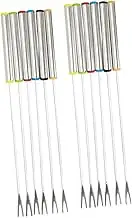 STOBAZA 12Pcs Stainless Steel Fondue Forks Handles for Cheese Fruits Kitchen Tool for Parties and Dessert Dipping