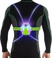 LED Reflective Running Vest Lights for Runners, Running Lights with Front Light, Safety USB Rechargeable Reflective Night Lights For Men/Women Running Walking Cycling, Three Light Modes with 7 Colors