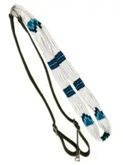 Showman Blue/White Corded & Leather Contest/Roping Reins