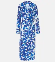 [Dries Van Noten] Dries Van Noten Printed wrap coat AU 10 blue