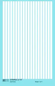 K4 HO Scale Water Slide Decals White 3/16 Inch Stripes Set