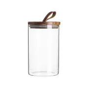 Argon Tableware Glass Jar With Wooden Lid Storage Container - Round - 1 Litre