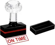 uxcell On Time Stamp Self Inking, Red Ink Office Stamps Pre Inked Message Stamp Refillable Business Stamp, Black