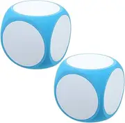 Generic 2pcs Erase Foam Dice DIY Board Game Writable Dice Reusable Dice DIY Classroom Tools Table Game Dice Education Blank Dice Paintable Dice Dry Erase Block Erasable Dice Sky-Blue