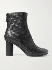 [Bottega Veneta] Bottega Veneta - Atomic Intrecciato Leather Ankle Boots - Black - IT38 IT 38 Black