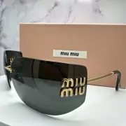 MIU MIU Runway Sunglasses Rimless Square Wrap Metal Arms & Logo Authentic