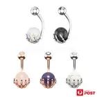 Belly Button Ring Skull Hand Surgical Steel Opal Screw Navel Bars Body Piercing