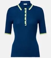 [Gabriela Hearst] Gabriela Hearst Perro cashmere and silk polo shirt AU 12 blue