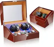 Watch Winder For Automatic Watches 4 Watch Rotator And 6 Extra Storages,5 Rotating Modes Lockable Automatic Winders LED Backlight,Super Quiet Motor LWX