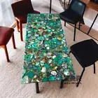 Handmade Green Agate Table Top - Rectangle Crystal Healing Stone For Table Top