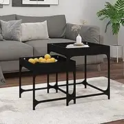 Side Tables 2 pcs Black Engineered Wood Modern Furniture Living Room Accent Tables
