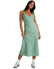 [RVCA] Everyday Bias Midi Dress in Granite Green