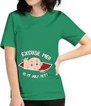 [Sumairah] Personalized Month Womens Excuse Me is It July Yet Cute Baby Girl Funny Pregnancy T-Shirt