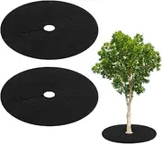 uxcell 2-Pack Non-Woven Tree Mulch Ring, 24.5 Inch Reusable Tree Protector Mat for Landscape Control Plant Root Protection Tree Ring Weed Fabric Cover [Black]