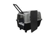 YES4PETS XL Plastic Kennels Pet Carrier Dog Cat Cage Crate With Handle and Removable Wheel Black