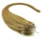 25 Micro Loop Ring Beads I Tip Indian Remy Human Hair Extensions Light Ash Brown