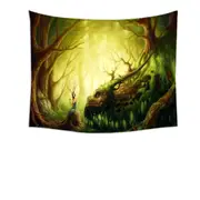Forgotten Fairytales Forest Fairy and Dragon Tapestry
