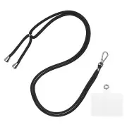 Phone Lanyard Adjustable Neck Lanyard with Transparent Patch Black
