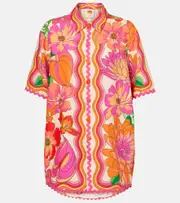 [Farm Rio] Farm Rio Floral linen-blend shirt AU 8 multicoloured