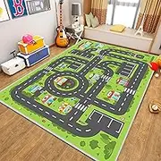 Generic Kids Rug Carpet Playmat City Life Extra Large Learn Have Fun Safe, Road Traffic System, Multi Color, 80 x 120 cm (Rectangular), Play Mat