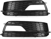 Pair Fog Light Grill Cover Honeycomb Grille 8T0807681K 8T0807682K Compatible For Audi A5 S-Line S5 2013-2017 Front Fog Light Trim Grilles(With Black)