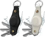 SUIHUOJI (2 Pack) Waterproof Key Organizer Keychain for Airtag, Compact Silicone Smart Key Holder Case Compatible with Apple Airtag - Includes Key Ring Accessories to Attach Car Key Fob (Black,White)