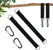 Gudalea Tree Swing Sling Hanging Kit, 1200 lbs Capacity, Black Nylon Straps with Carabiners, Easy to Install for Swing and Hammock