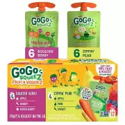 GoGo Squeez Fruit & Veggiez Apple Pear and Berry Pouch, 3.2 oz, 12 Pack