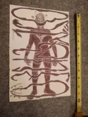 Shiv Litely Original Drawing Humanoid Encounter ballpoint pen alien entity text