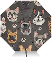 [PDZRMY] UV Protection Travel Umbrella Bunch Dogs Faces Compact for Rain and Sun - Auto Open and Close UPF 50+ Windproof Portable 46” Sun Umbrella for Women and Men