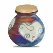 Large/Adult 200 Cubic Inches Raku Heart Funeral Cremation Urn for Ashes