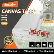 600X600cm Waterprood Tarpaulin Tarp Camping Tarps Heavy Duty White Canvas Cover