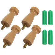 4 Pcs Wood Coat Pegs Wooden Hangers Wall Hook Wall-mounted Hanging Hooks