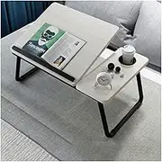 Modern Solid Color Laptop Bed Desk, Pen Tray/Card Slot/Cup Holder/Foldable Leg Portable Bed Tray Table,Writing Eating Bed Table Write