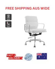 Matt Blatt Eames Premium Replica Low Back Soft Pad Office Chair (Leather White /
