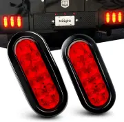 - TL-01 6" Oval Red LED Tail 2PCS W/Surface Mount Grommets Plugs IP65 Waterproof