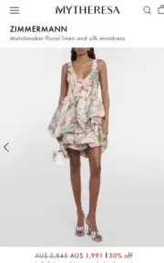 Zimmermann Matchmaker Drape Mini dress - New With Tags