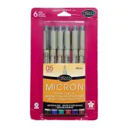 Sakura Pigma Micron Pen Set of 6 Assorted Colors Size 05