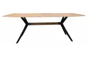 MF Danish Cross Timber Top Metal Framed Dining Table