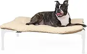 K&H Pet Products Dog Cot Pad (Cot Sold Separately), Pillow-Top Comfort Bed for K&H Medium Elevated Dog Beds, Soft & Fluffy, Secure Fit Straps, Machine Washable, Portable - Medium 32 X 25in Tan Fleece