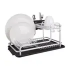 D.Line 2 Tier Aluminum Dish Rack Drainer Drying Drainboard Storage Organiser