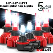 For BMW 328i 2007-2016 -LED Headlight High/Low Beam + Fog Light Bulbs Combo Kit (for: Smart)